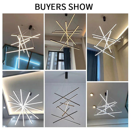 DecorBites™ Aluminum Ceiling Chandelier with Changeable LED Shape for Stairway and Living Room