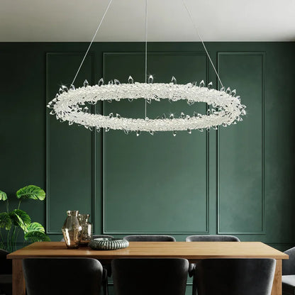 DecorBites™ Luxe Crystal Pendant Light - Dimmable LED Art Deco Circle Lamp
