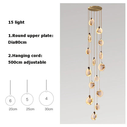 DecorBites™ 2025 Art Deco Marble Golden Lustre LED Chandelier Lighting