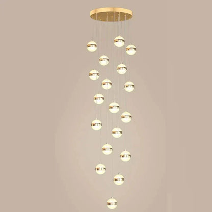 DecorBites™ Gold Acrylic Chandelier - Modern Staircase LED Lighting