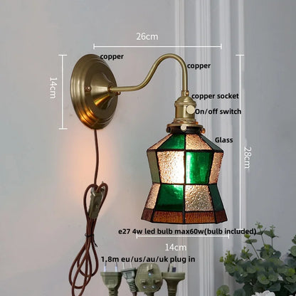 DecorBites™ Blue Glass Copper LED Wall Light Fixture Stair Bar Restaurant Bedroom E27