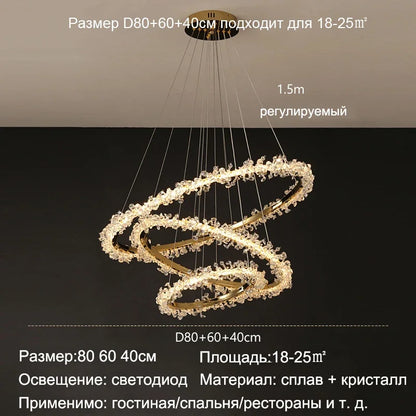 ™ Golden Crystal LED Round Chandelier for Luxury Indoor Lighting
