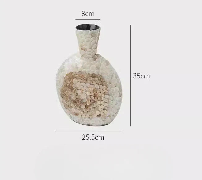 DecorBites™ Golden Shell Art Vase: Handmade Luxury Desktop Flower Arrangement & Home Decor