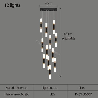 DecorBites™ LED Chandelier Stairway Lamp Dining Table Kitchen Lighting Acrylic Chandelier