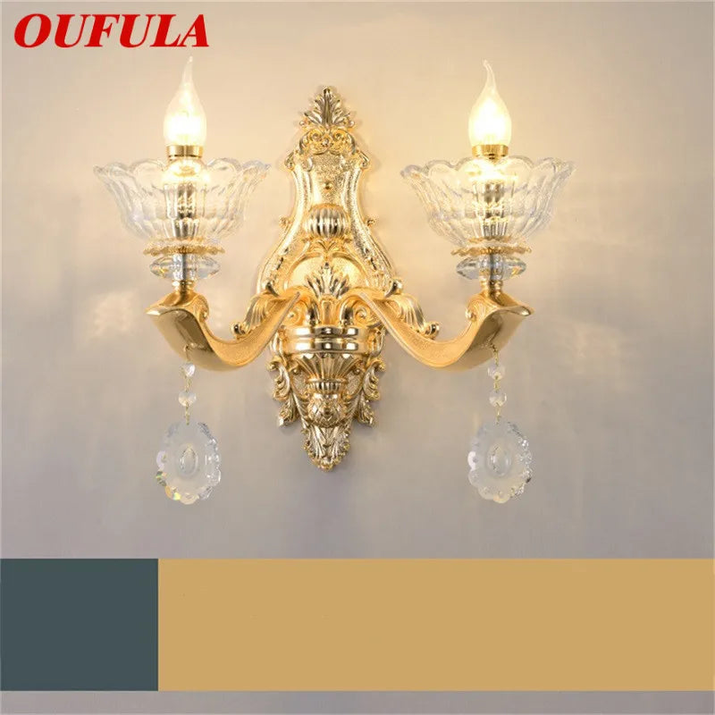 ™ Gold Crystal Wall Sconce LED Lamp for Home Bedroom & Living Room