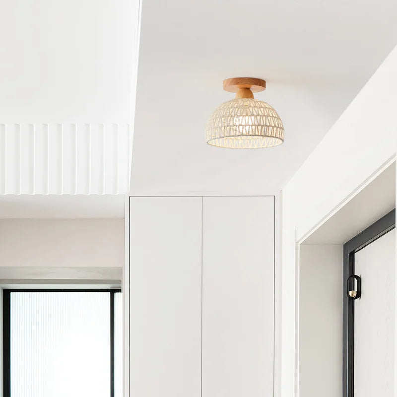 DecorBites™ LED Wicker Wood Ceiling Lights Modern Style Hallway Nordic Luminaria
