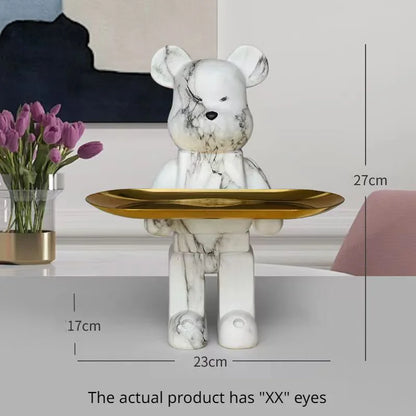 DecorBites™ Bear Figurine Sculpture Modern Room Decor Table Statue Keys Storage Shelf