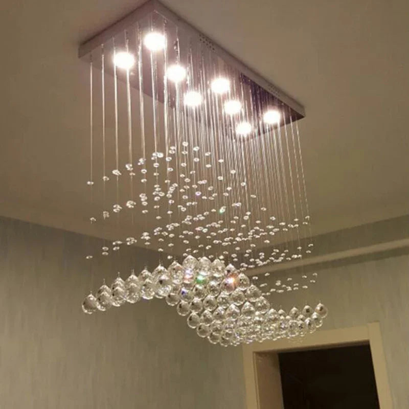 DecorBites™ Crystal Chandelier LED Pendant Light for Living Room, Cafe, Office, Home