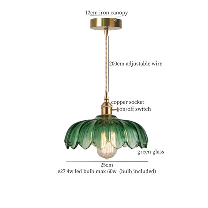 DecorBites™ Green Brass Glass LED Pendant Light for Kitchen Cafe Bar Loft Decoration