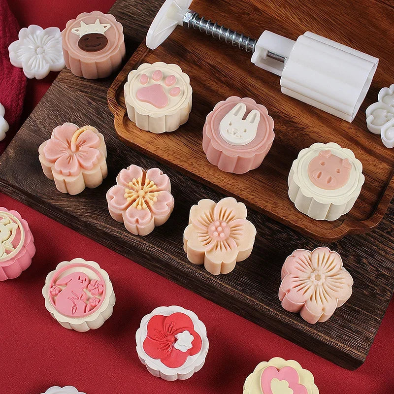 DecorBites™ 3D Cherry Blossom Mooncake Mold for Mid-autumn Festival Baking