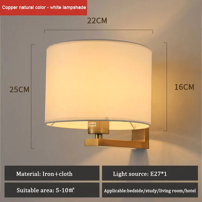 DecorBites™ Chinese Style Wall Lamp Warm Cloth Cover Bedroom Living Room Light