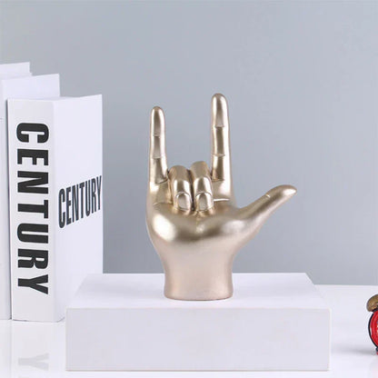 DecorBites™ Abstract Hand Love Sculpture: Nordic Style Resin Figurine for Home Decor
