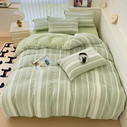 DecorBites™ Cotton Jacquard Bedding Set - Single Double Queen King Size Bedclothes