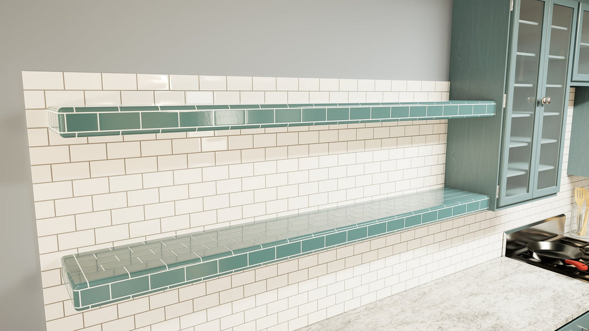 The Original™ Ready-to-Tile Free Floating Shelf with Orange Waterproof Board