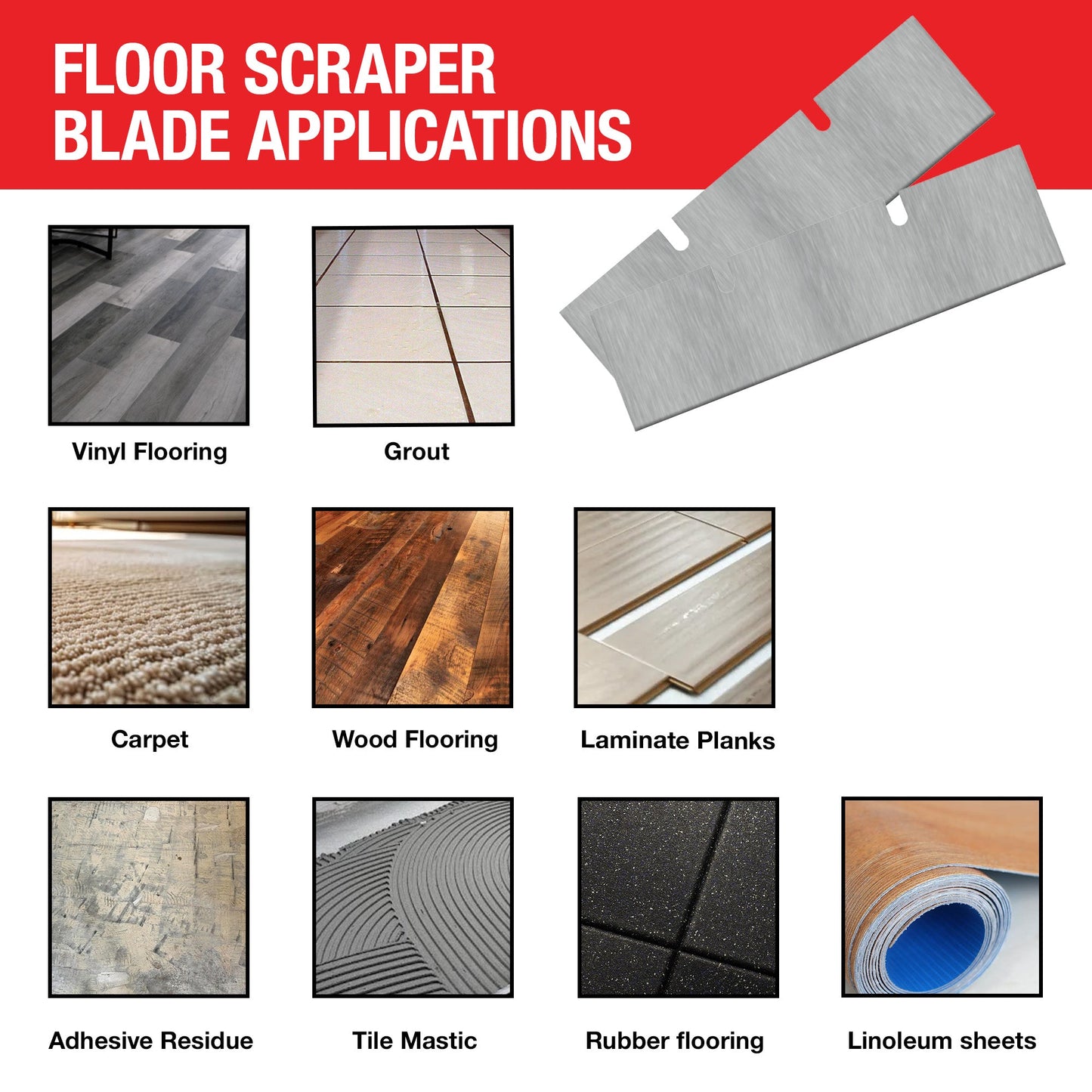 12" X 3" General Purpose Floor Scraper Tile Stripper Blade for TSCP8