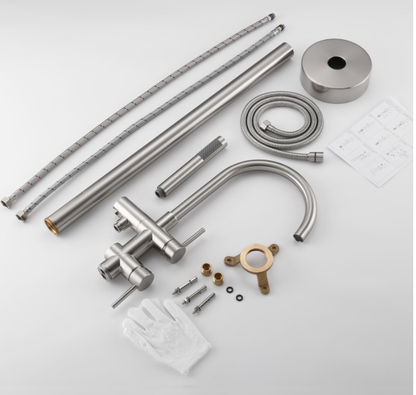 Zeek Floor Tub Faucet Brushed Nickle F-TN52