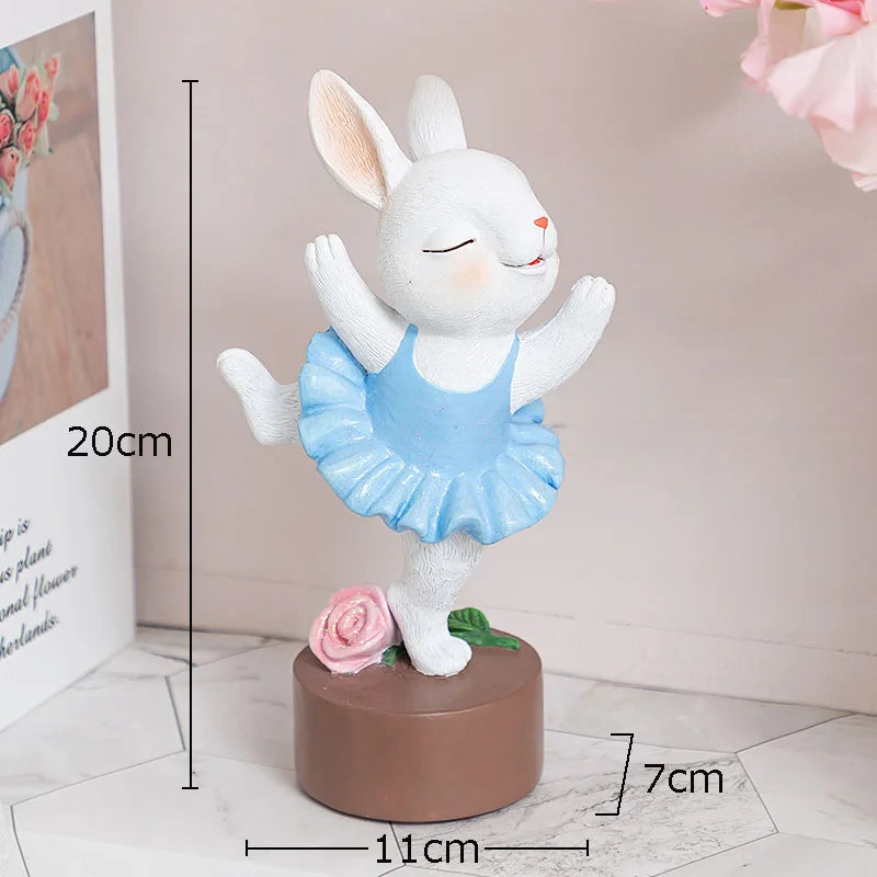 DecorBites™ Ballet Rabbit Dancer Sculpture - Cute Ballerina Statue for Modern Desk Decor