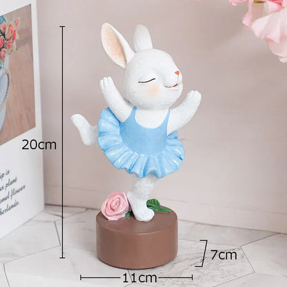 DecorBites™ Ballet Rabbit Dancer Sculpture - Cute Ballerina Statue for Modern Desk Decor