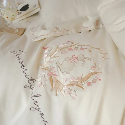 DecorBites™ Brushed Volcanic Fleece Cotton Duvet Cover Set with Embroidered Details