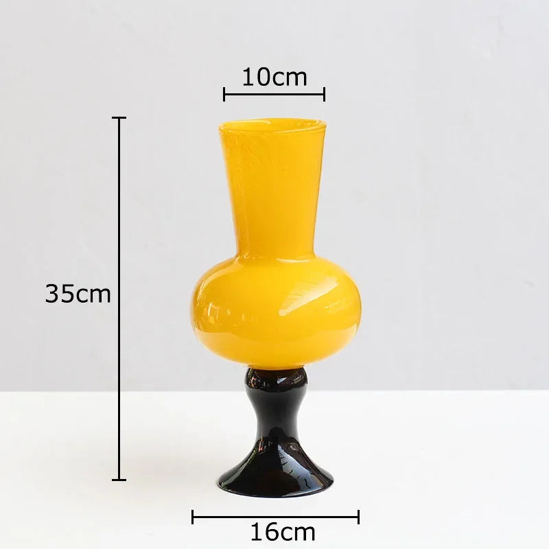DecorBites™ Goblet Glass Vase for Desk Decoration with Artificial Flowers