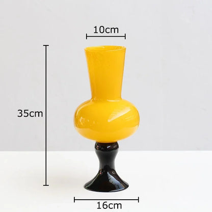 DecorBites™ Goblet Glass Vase for Desk Decoration with Artificial Flowers