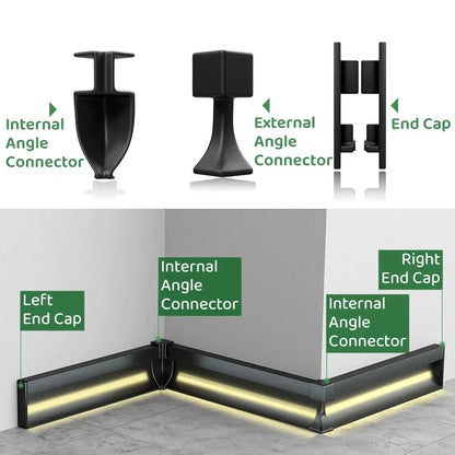 DecorBites™ LED Skirting Profile: Hidden Corner Recessed Aluminum Baseboard Light Strip