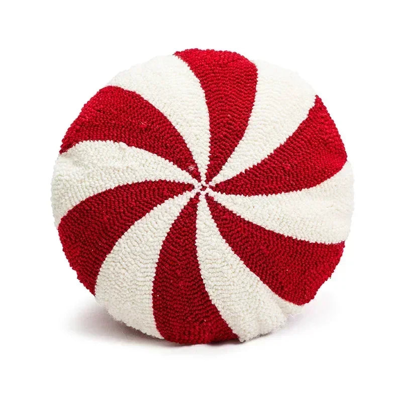 DecorBites™ Christmas Cartoon Candy Cushion Cover - Nordic Red Festival Patchwork Embroidered Design