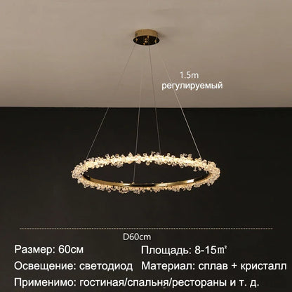 ™ Golden Crystal LED Round Chandelier for Luxury Indoor Lighting