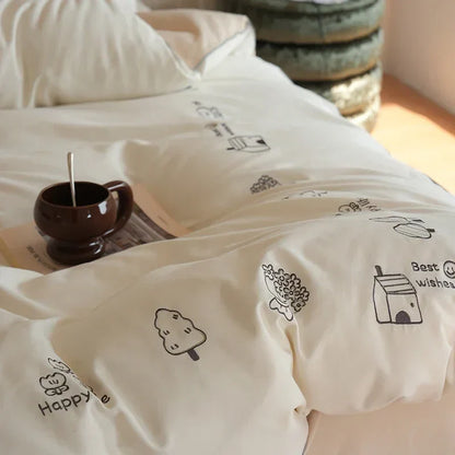 DecorBites™ Brushed Volcanic Fleece Bedding Set: Luxe 100% Cotton Duvet Cover & Pillowcases
