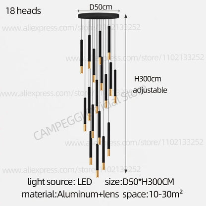 DecorBites™ Black Gold Pendant Lamp: Modern Nordic Designer LED Indoor Lighting