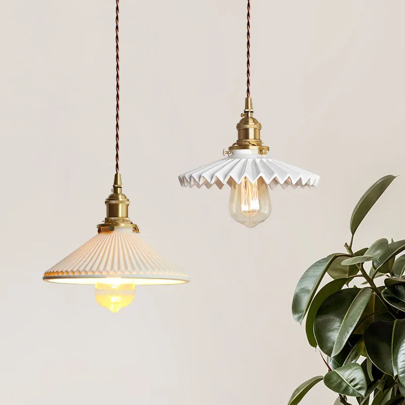 ™ Japanese Ceramic Brass Bedside Chandelier for Bedroom Bay Window Bar Lighting