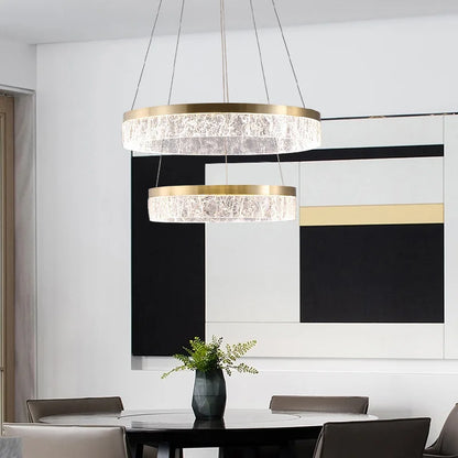 DecorBites™ Crystal Chandelier Circular Pendant Light for Modern French Style Dining-Table Decor