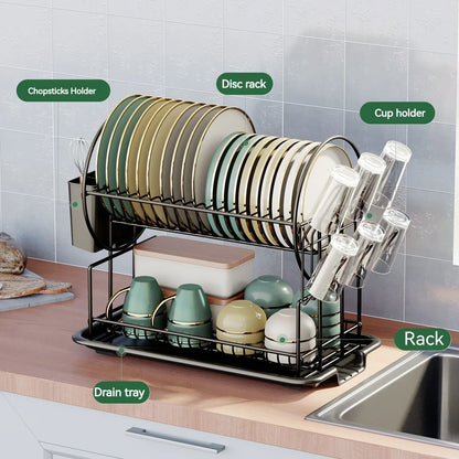 ™ Kitchen Organizer Rack with Drainboard for Dishes, Utensils, and Cups
