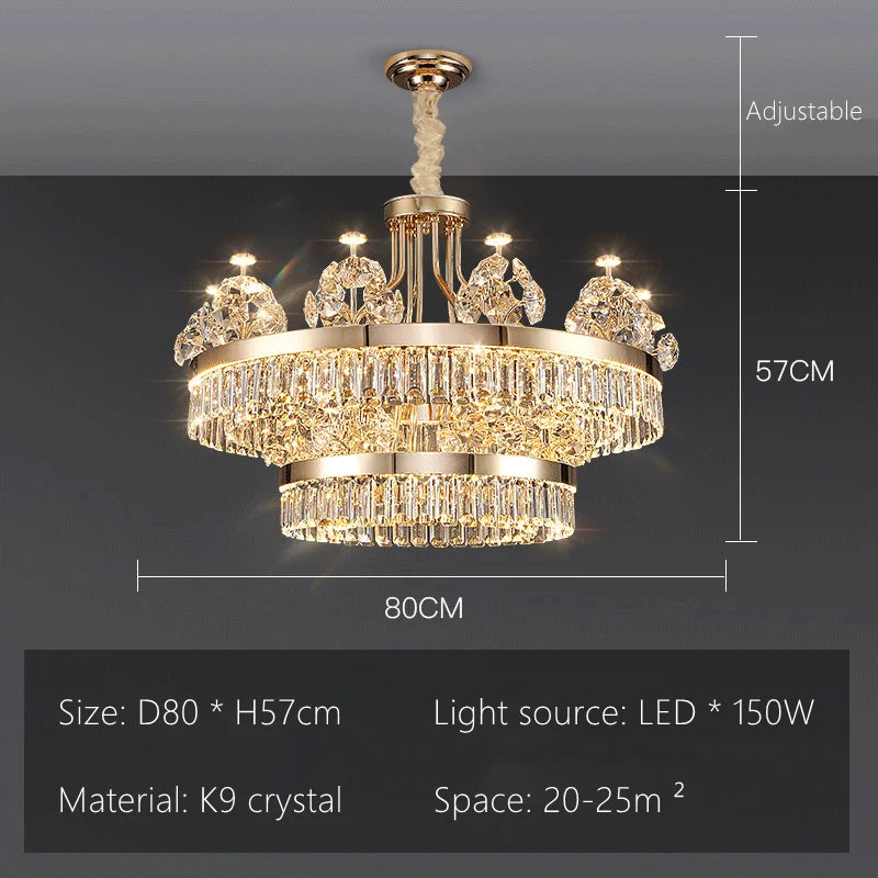 ™ Luxe Crystal Ceiling Chandelier - Elegant Home Decor Hanging Light for Living Room