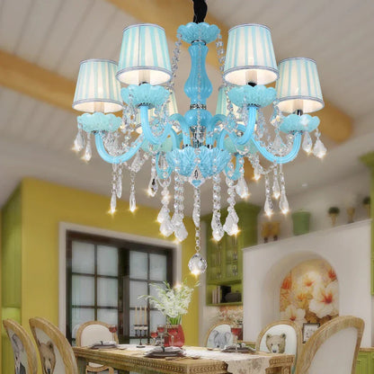 DecorBites™ Blue Crystal Pendent Lamp/Candle Chandelier for Living Room, Bedroom, Restaurant, KTV