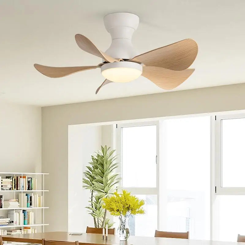 DecorBites™ Low Floor DC Motor Ceiling Fan with Remote Control, 32W, Modern Black White, 220V 110V