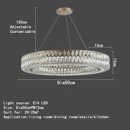 DecorBites™ K9 Crystal Ring Pendant Light: Deluxe LED Interior Decoration for Living Room, Bedroom & Restaurant