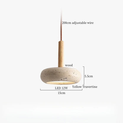 DecorBites™ LED Pendant Lamp Yellow Travertine Wood Nordic Minimalism Hanging Light