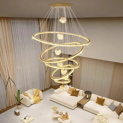 DecorBites™ Crystal Chandelier Stair Pendant Lamp Living Room Interior Lighting