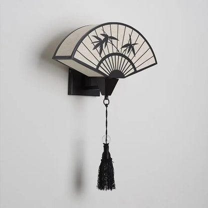 DecorBites™ Chinese Style Iron Art Wall Lamp for Living Room, Bedroom, Hallway - E27 Fabric Sconce