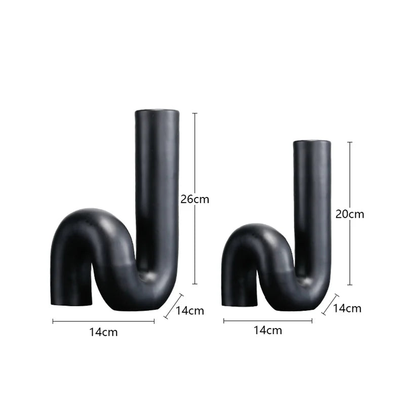 DecorBites™ Black Pipe Geometric Resin Twist Knot Figurine - Home Decor Accessory