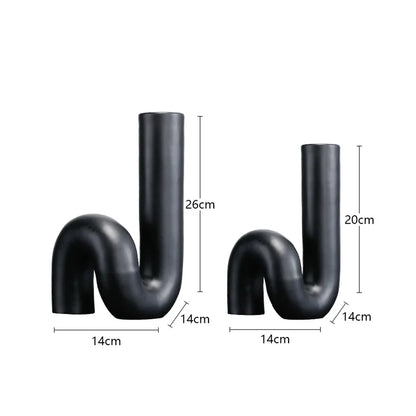 DecorBites™ Black Pipe Geometric Resin Twist Knot Figurine - Home Decor Accessory