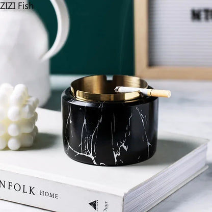 DecorBites™ Gold Plated Marble Texture Ashtray - Smoking Accessories Weed Tray