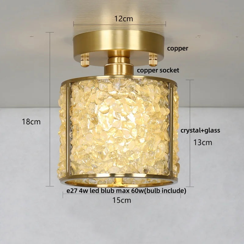 DecorBites™ Copper Canopy LED Ceiling Light Glass Crystal Nordic Modern Decor for Home