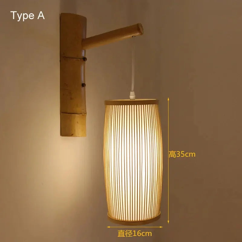 DecorBites™ Bamboo Wall Lights: Retro Hand-woven Luminaire for Bedroom, Corridor, Hotel, Restaurant Decor