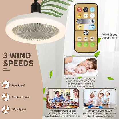 DecorBites™ Ceiling Fan Light with E27 Converter & Remote Control for Home, AC85-265V