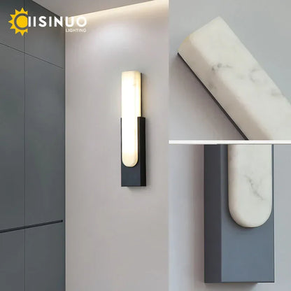 DecorBites™ 19.6＂LED Marble Wall Sconce - Modern Indoor Bedside Lighting for Living Room