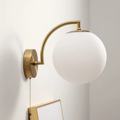 DecorBites™ LED Glass Iron Wall Light with Pull Chain Switch for Corridor Living Room Bedroom