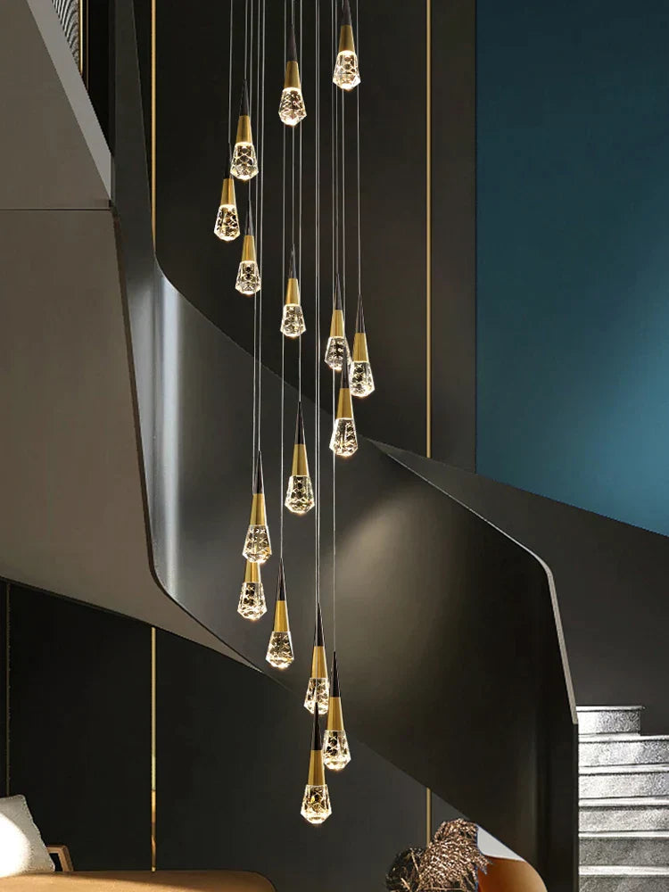 DecorBites™ Crystal Chandelier LED Staircase Lamp for Elegant Living Room, Kitchen, and Restaurant