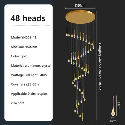 DecorBites™ Crystal Chandelier: Modern LED Pendant Light for Villa Living Room and Attic